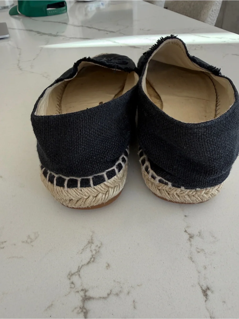 Chanel Black Canvas Espadrilles - Classic Logo Slip-On